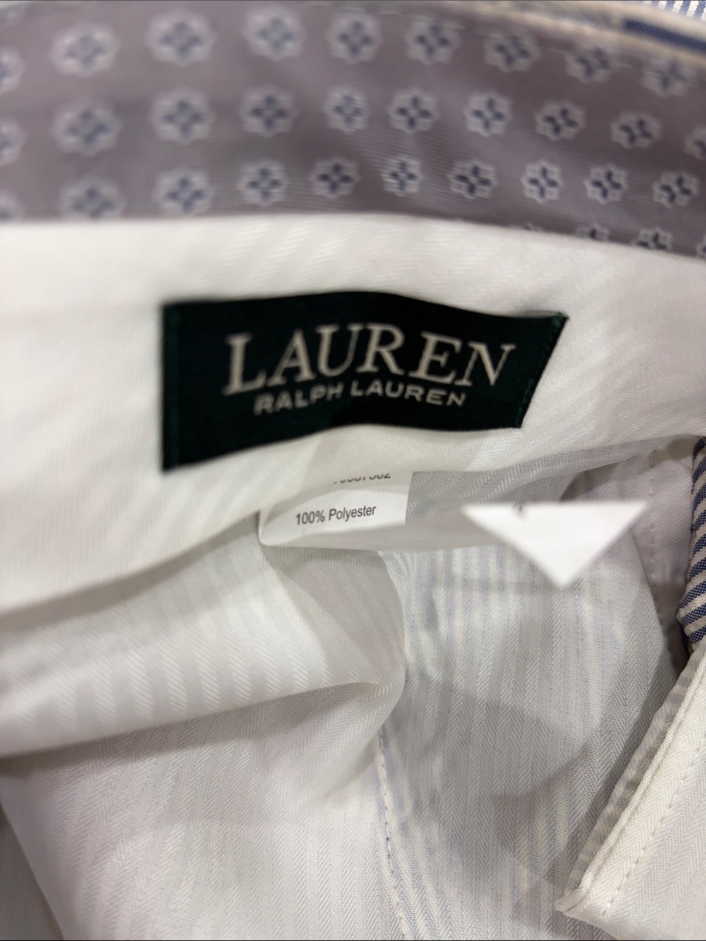 Lauren Ralph Lauren White Dress Pants with Subtle Blue Stripe